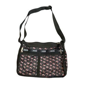 LeSportsac Womens Very Rare Schnauzer Print Expanded Crossbody Bag Boho Washable